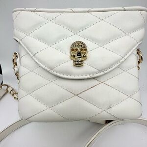 BETSEY JOHNSON White Skull Crossbody Purse